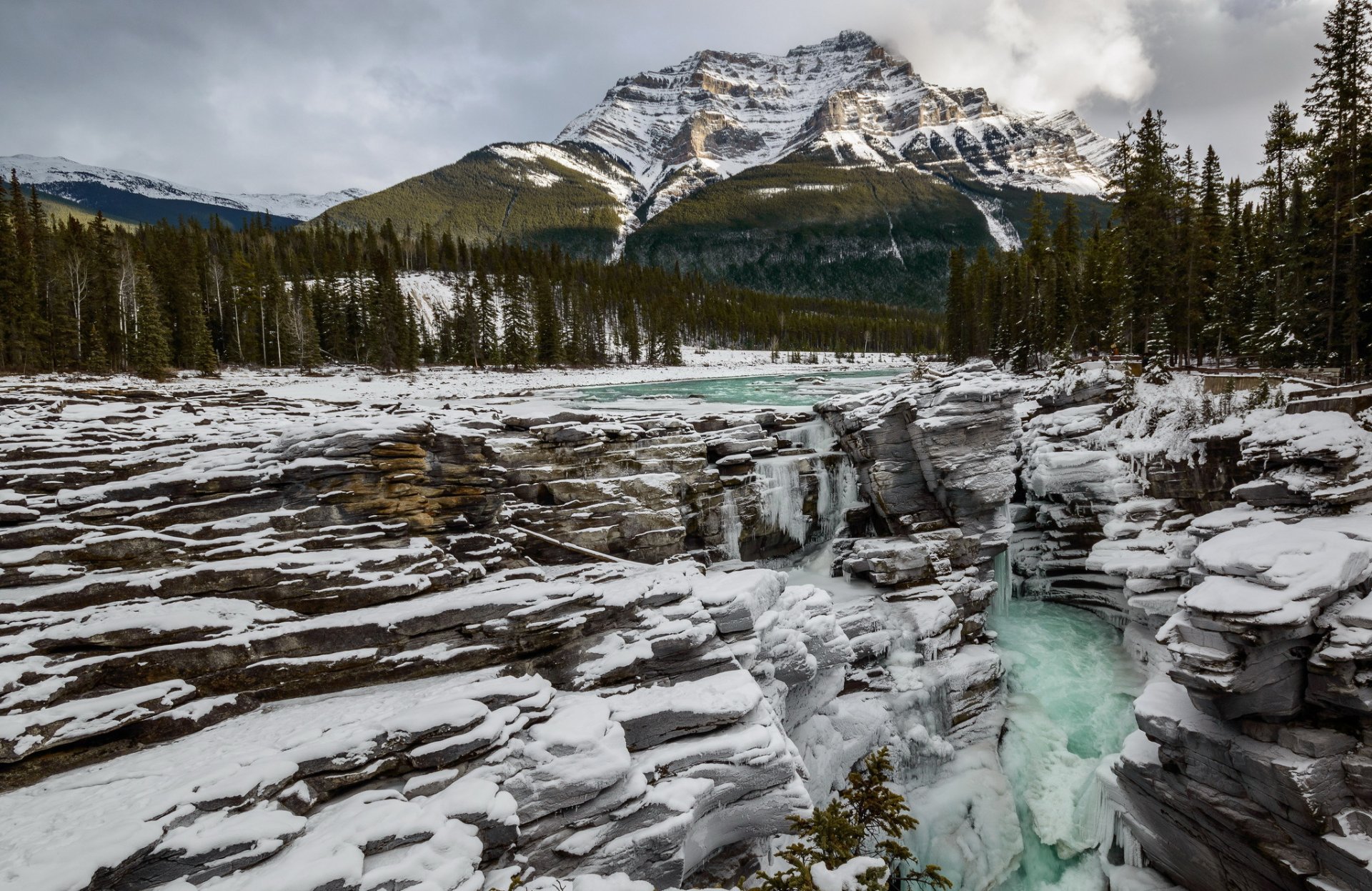 athabasca fall parque nacional jasper montañas río