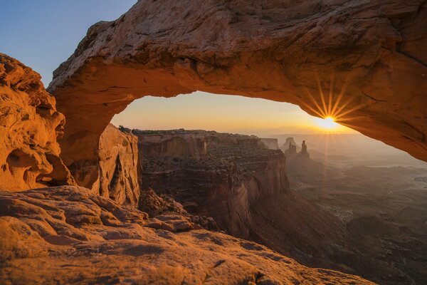 Puesta de sol en el parque nacional de los Estados Unidos