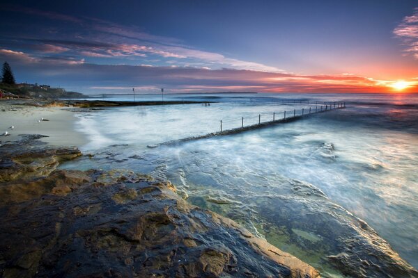 Beautiful sea sunset. The waves