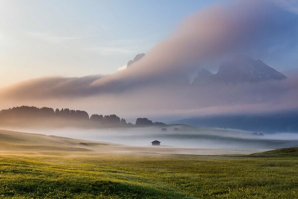 Красивый туман в итальянском поле