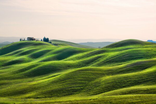 Green hills and fields in Tuscany
