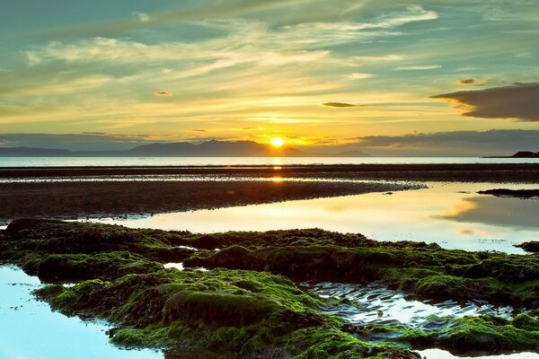 Bay on the background of the sunset