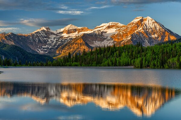 Reflet des montagnes et des forêts dans le lac