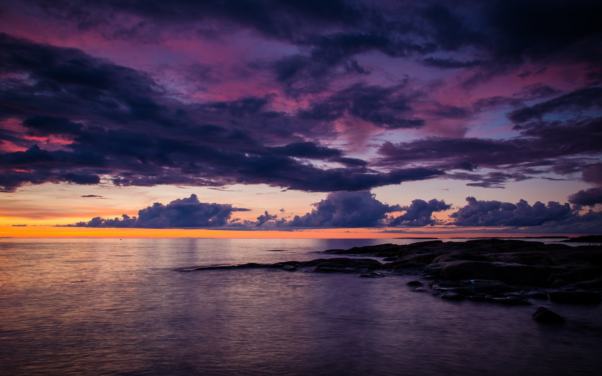 puesta de sol en lillsand mar paisaje