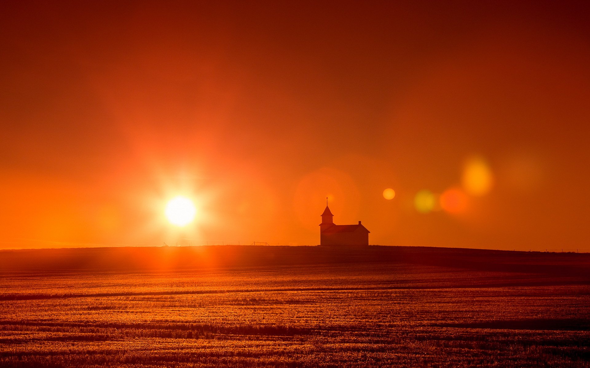 tempio tramonto campo paesaggio