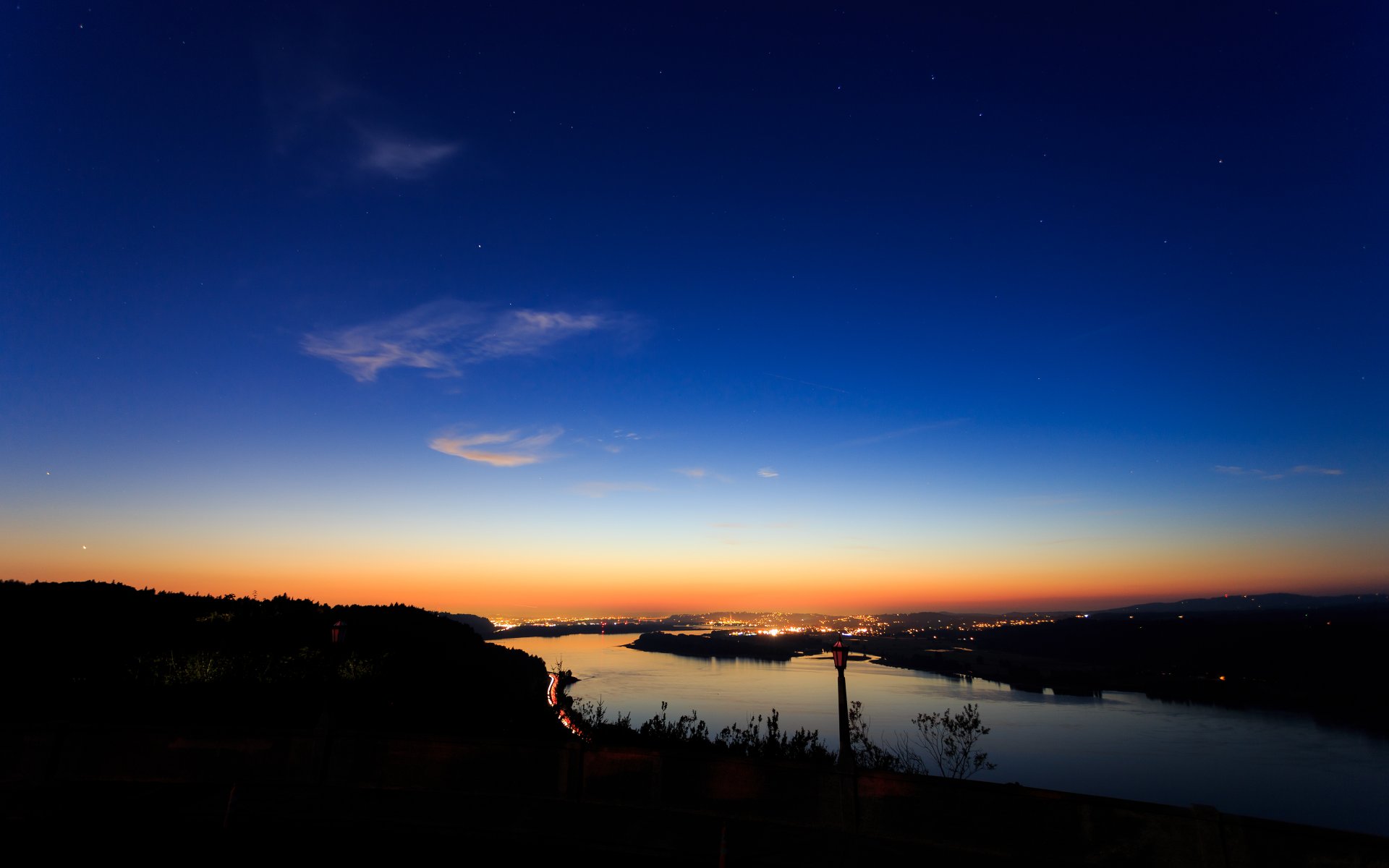 garganta del río columbia portland río amanecer costas silueta