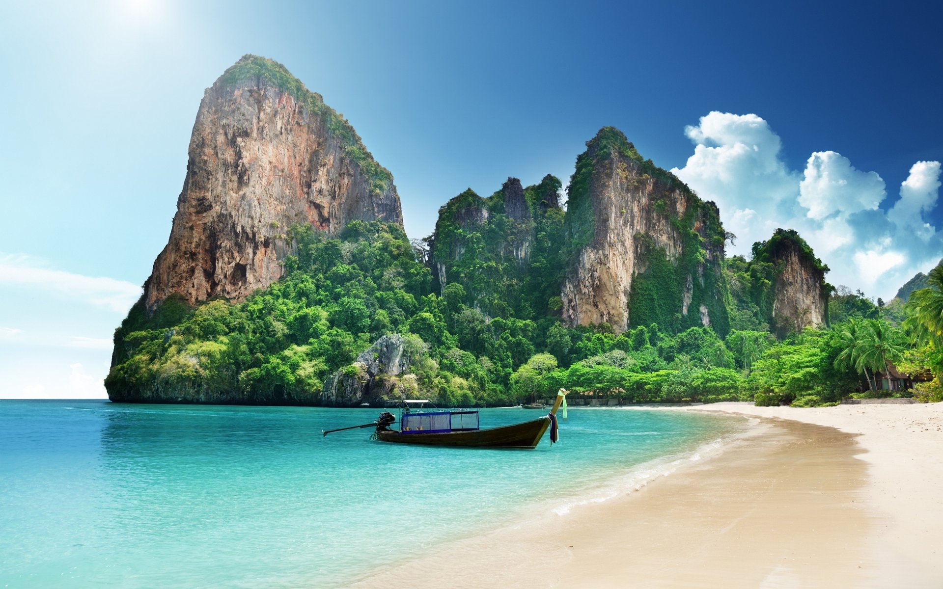 océano playa acantilados barco tailandia