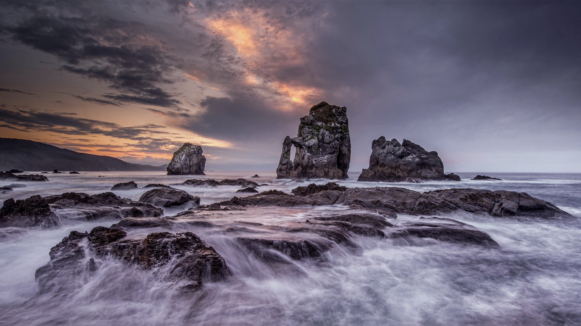 meer felsen landschaft nacht