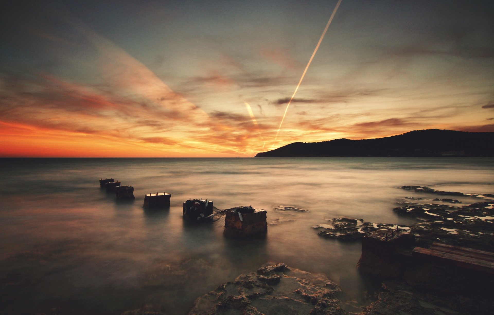 ibiza beach water stones night ray