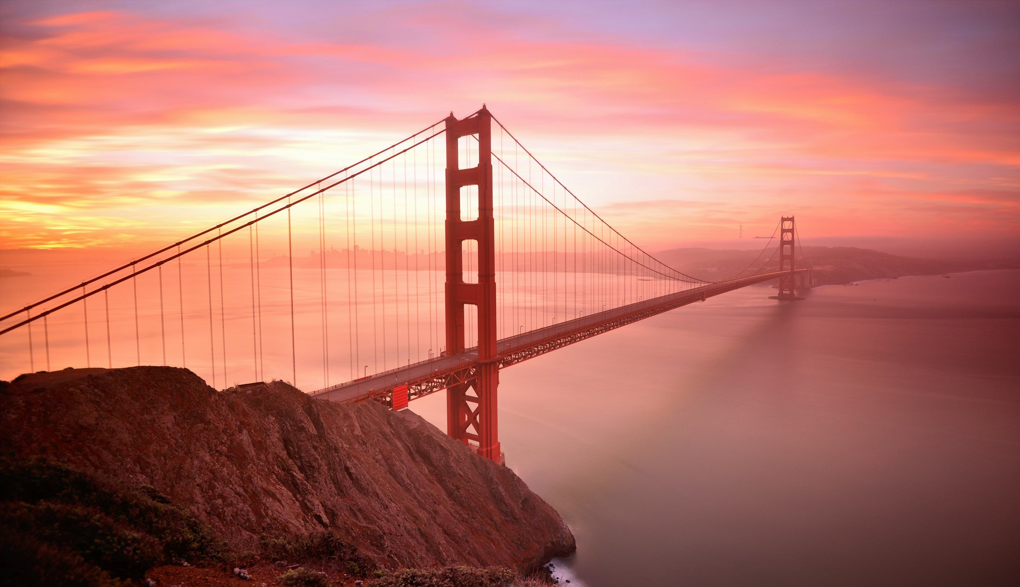 san francisco brücke goldenes tor himmel bucht wolken sonnenuntergang