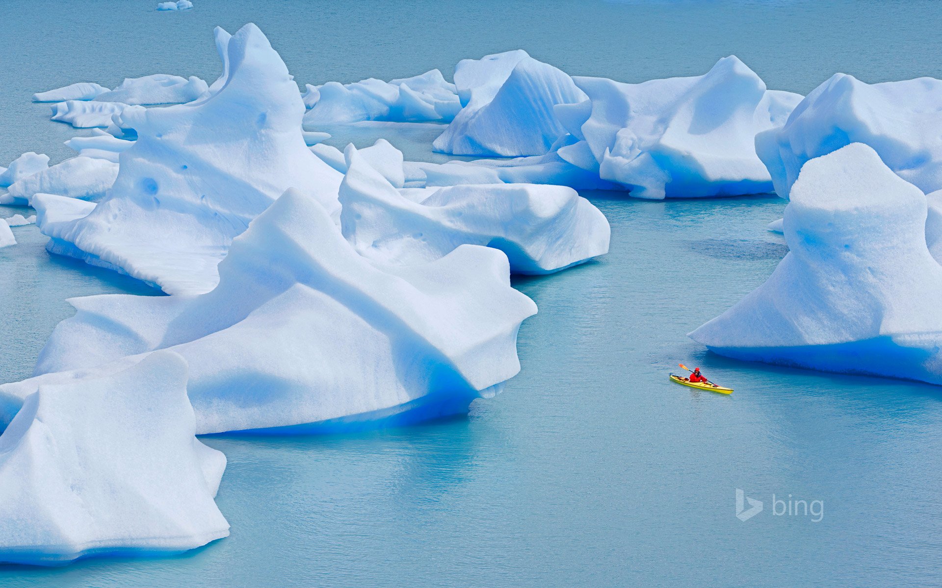 torres del paine national park chile black lake next iceberg kayak