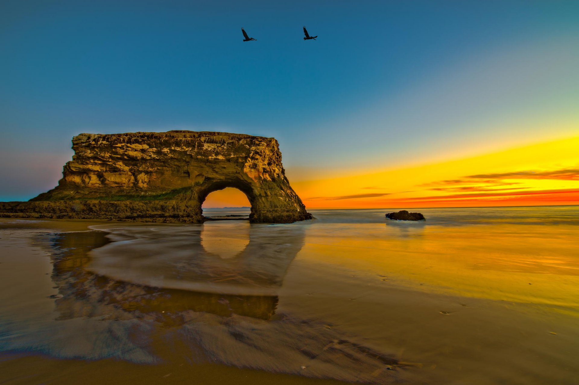 mar costa costa roca arco resplandor paisaje