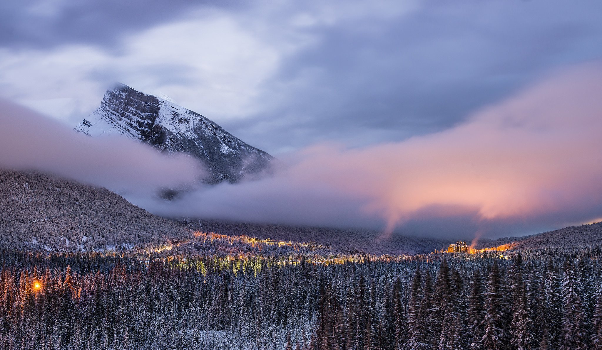 mountain forest fog landscape