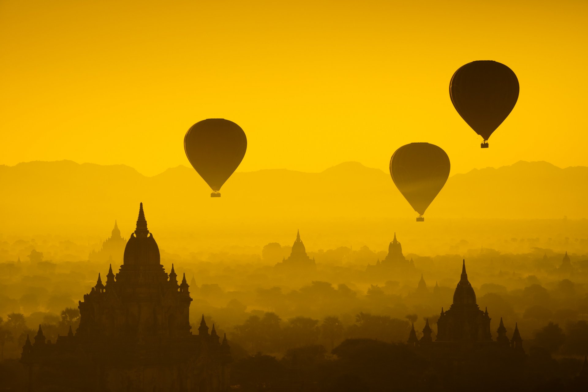 myanmar burma verlorene stadt alt architektur sonnenuntergang wald tempel palast altstadt verlorene stadt bagan nebel ballons sonne flug