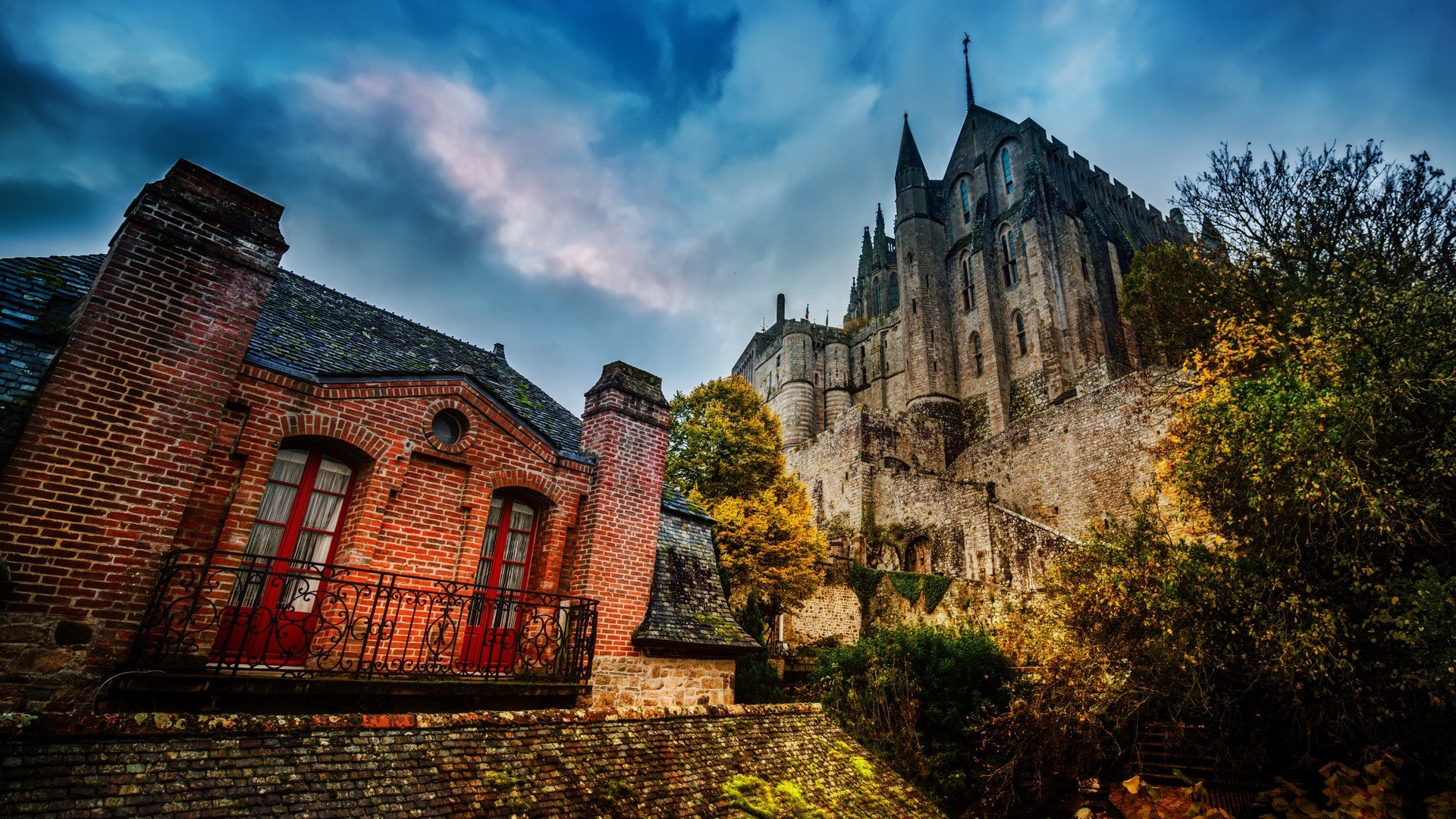 francia normandia castello mont saint michel cielo nuvole hdr