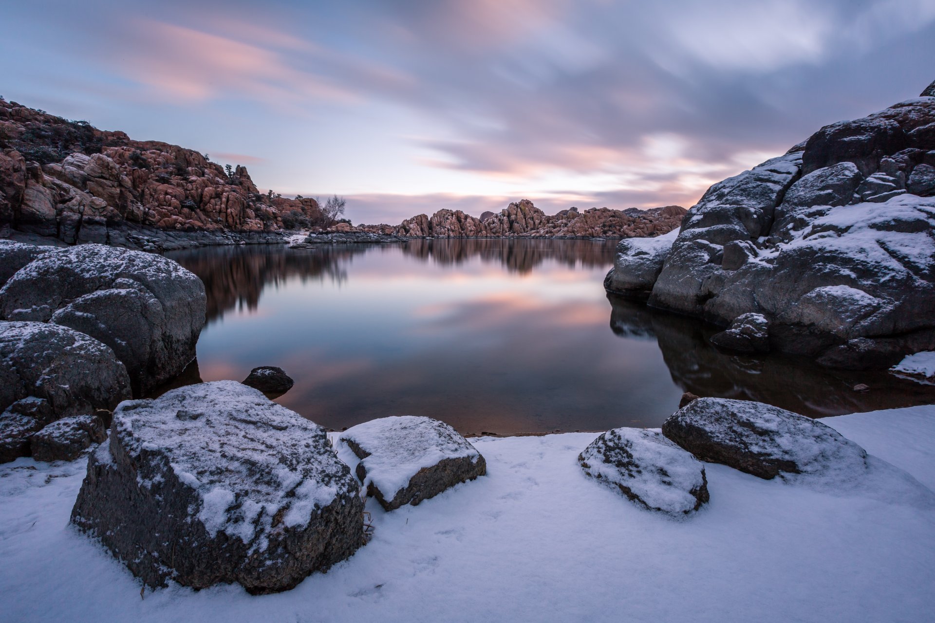 watson lake prescott arizona winter see sonnenaufgang morgen