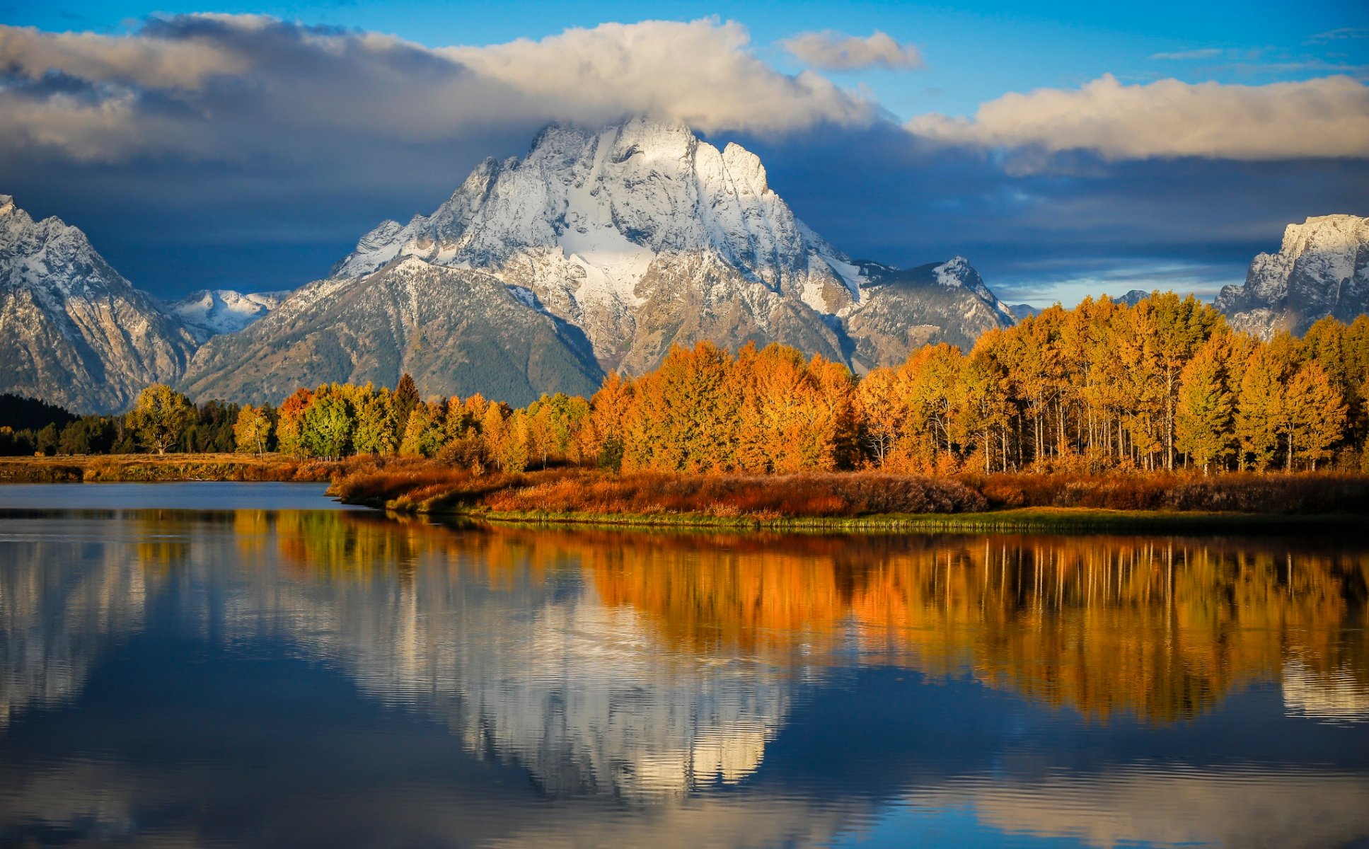 stati uniti stato wyoming grand teton national park backwaters bend mattina autunno