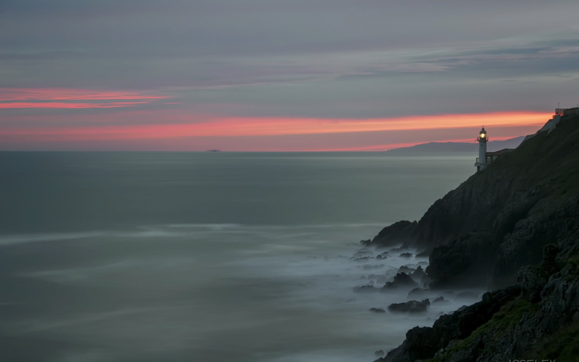 mar faro noche paisaje