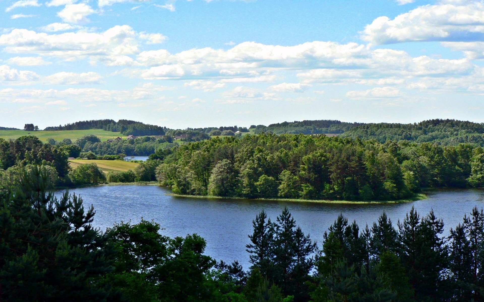 nature arbres collines forêt lituanie lac ciel nuages photo