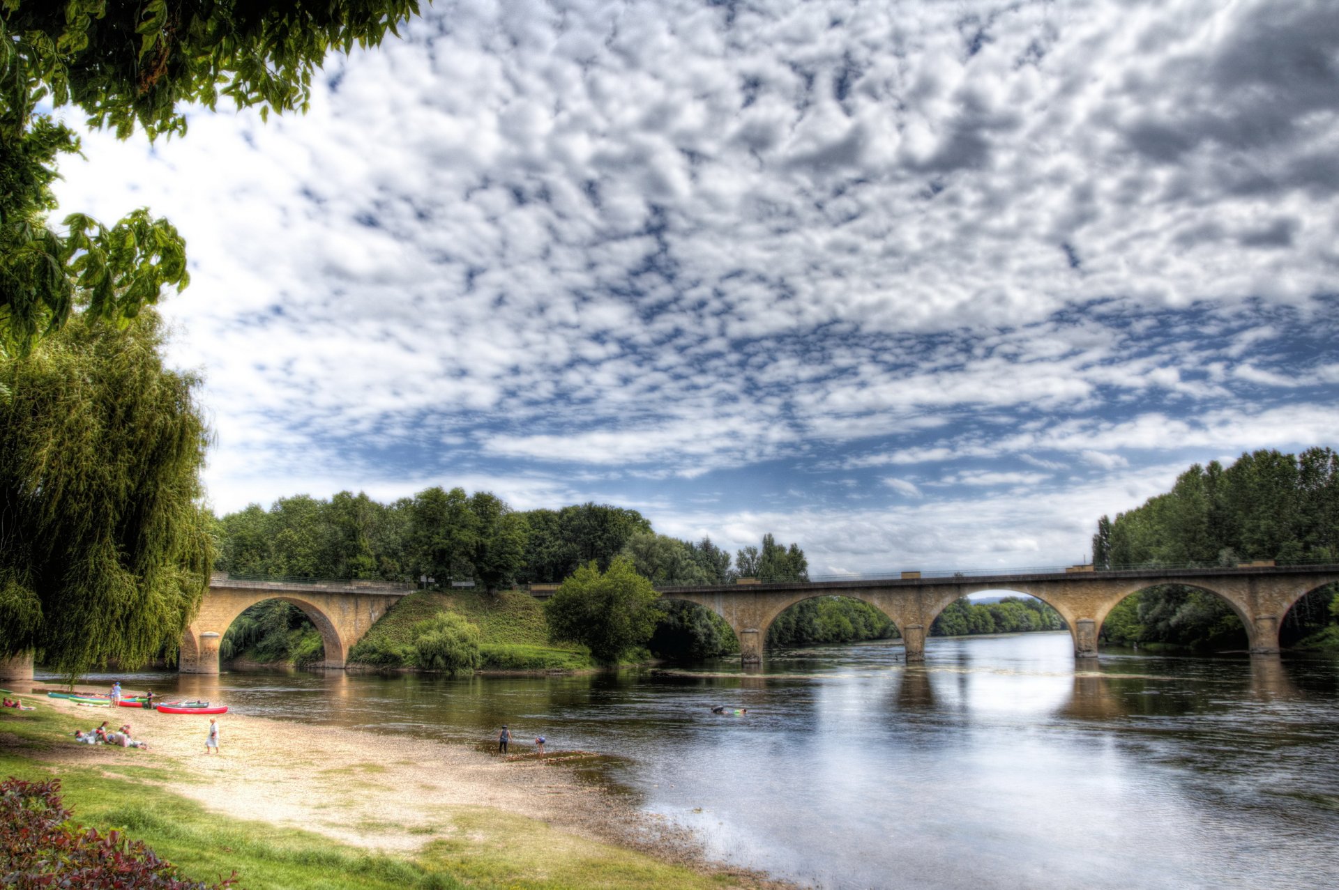 river france sky bridge aquitaine limeuil clouds hdr nature photo