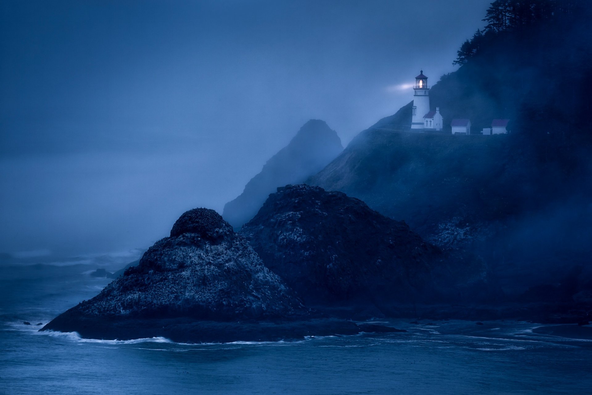 capo faro di heseta oregon rocce faro oceano