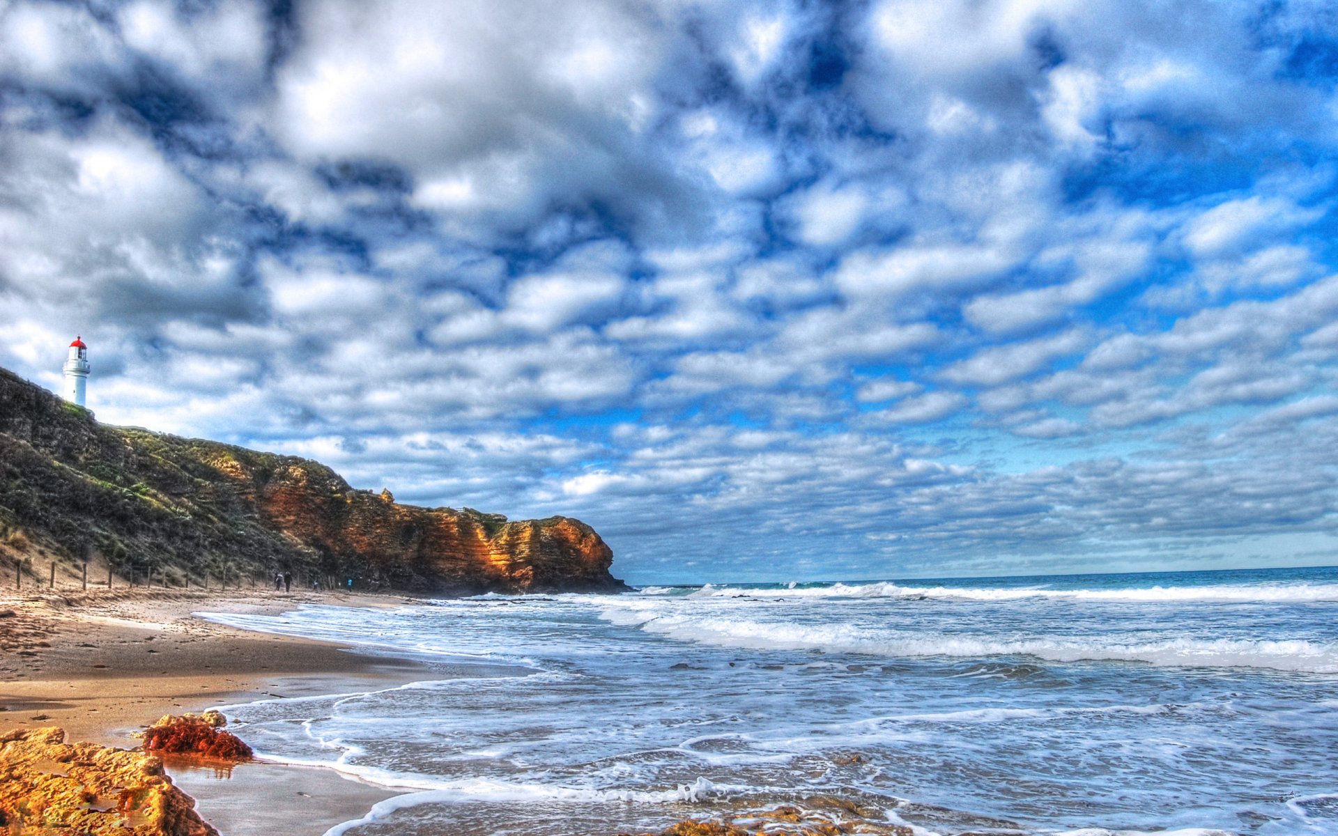 cielo nubes mar rocas cabo faro