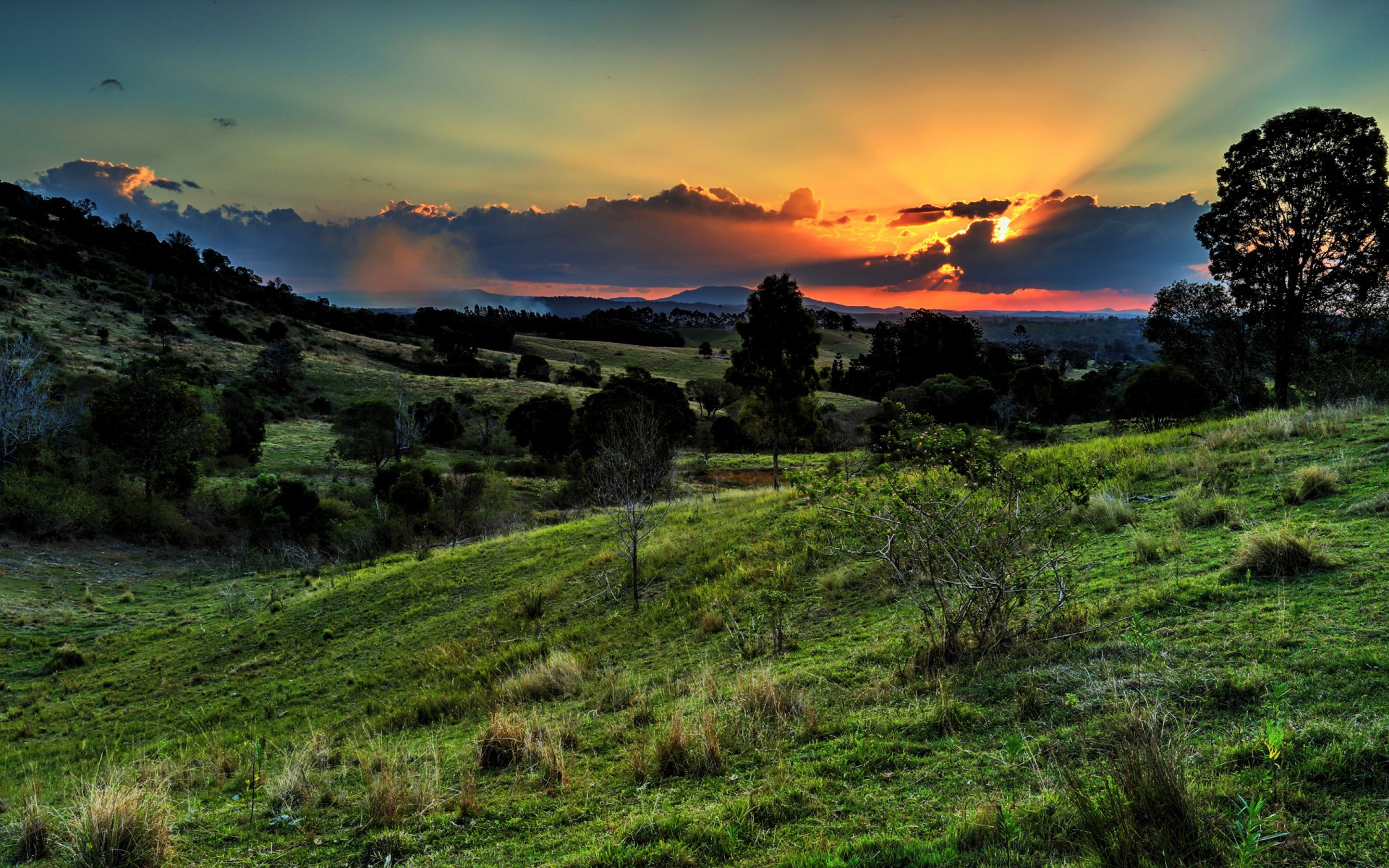 ky clouds sunset mountain valley tree