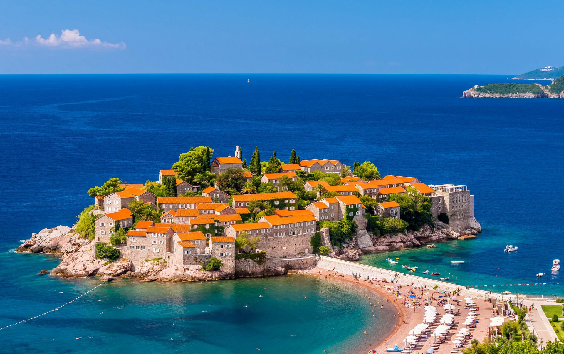 sveti stefan budva czarnogóra sveti stefan wyspa ośrodek morze niebo wakacje