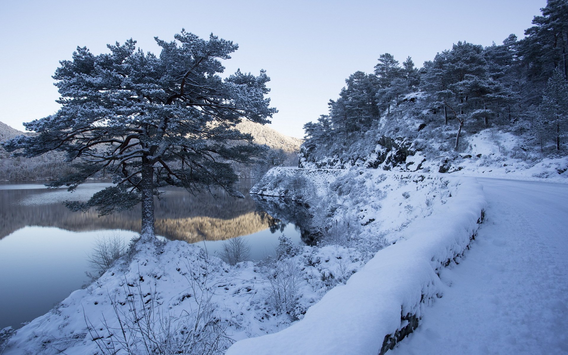 strada fiume inverno