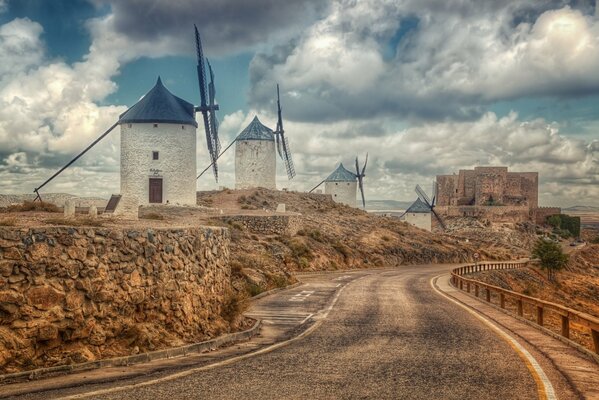 A series of mills with Castilla la Mancha