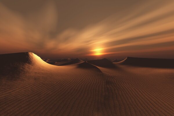 Dune nel deserto al tramonto paesaggio