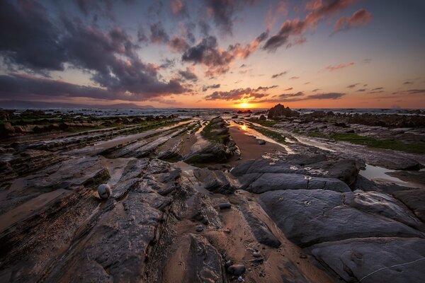 Sunset on Barrica Beach in Spain