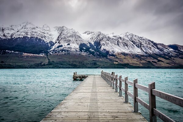 Mountains against gray clouds in New Zealand