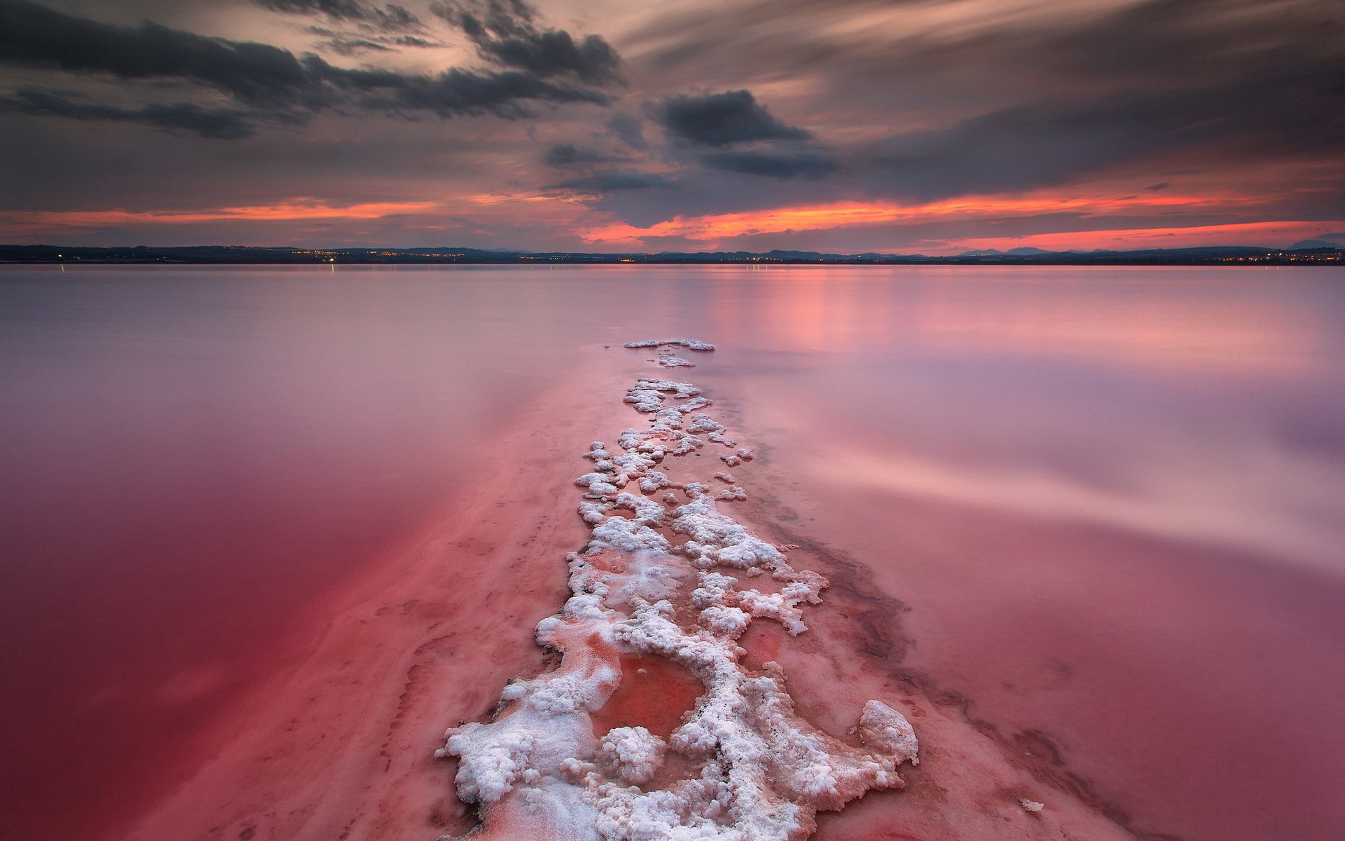 lac coucher de soleil paysage