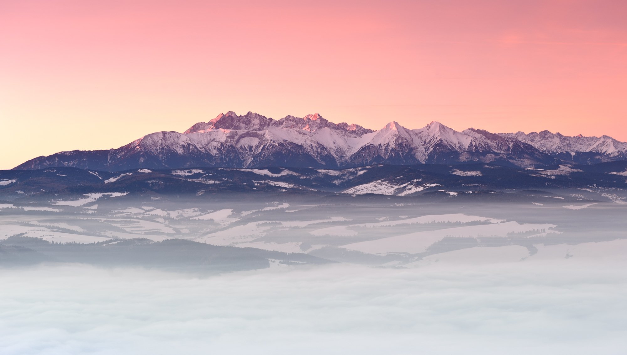 berge karpaten tatra winter januar morgen