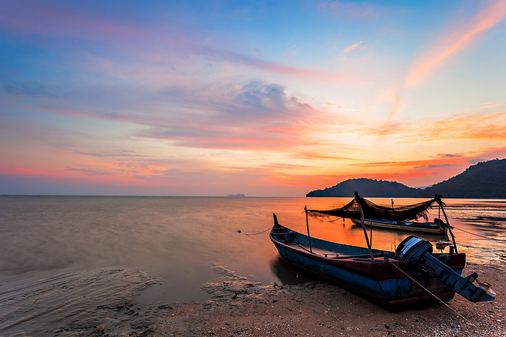 ea sunset boat landscape