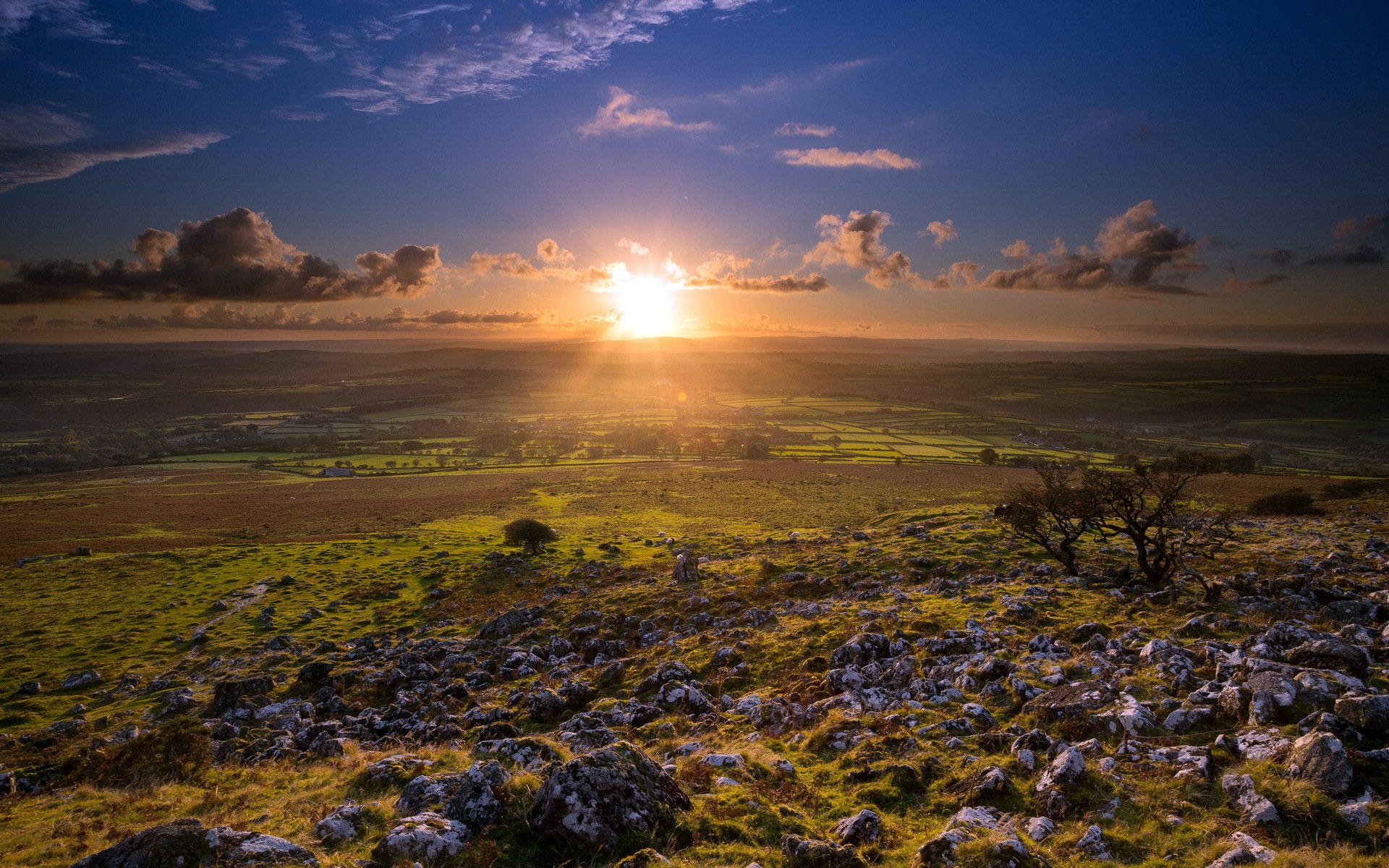 inghilterra merrivale campo tramonto paesaggio