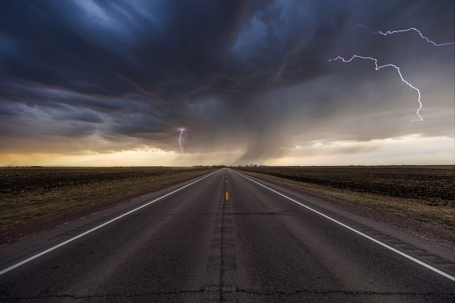 usa state iowa sky clouds clouds lightning road