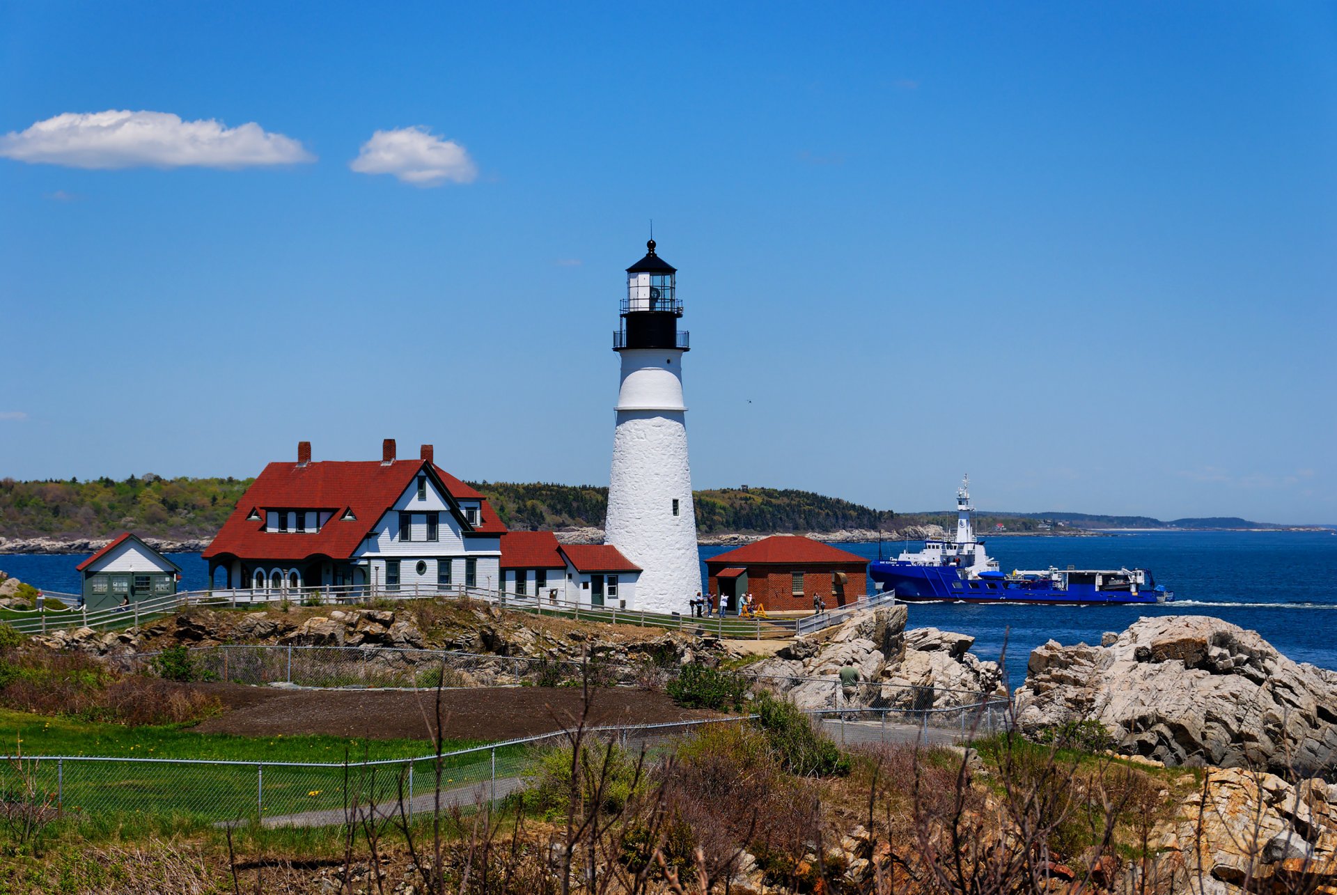 portland oregon usa meer leuchtturm himmel steine schiff horizont haus