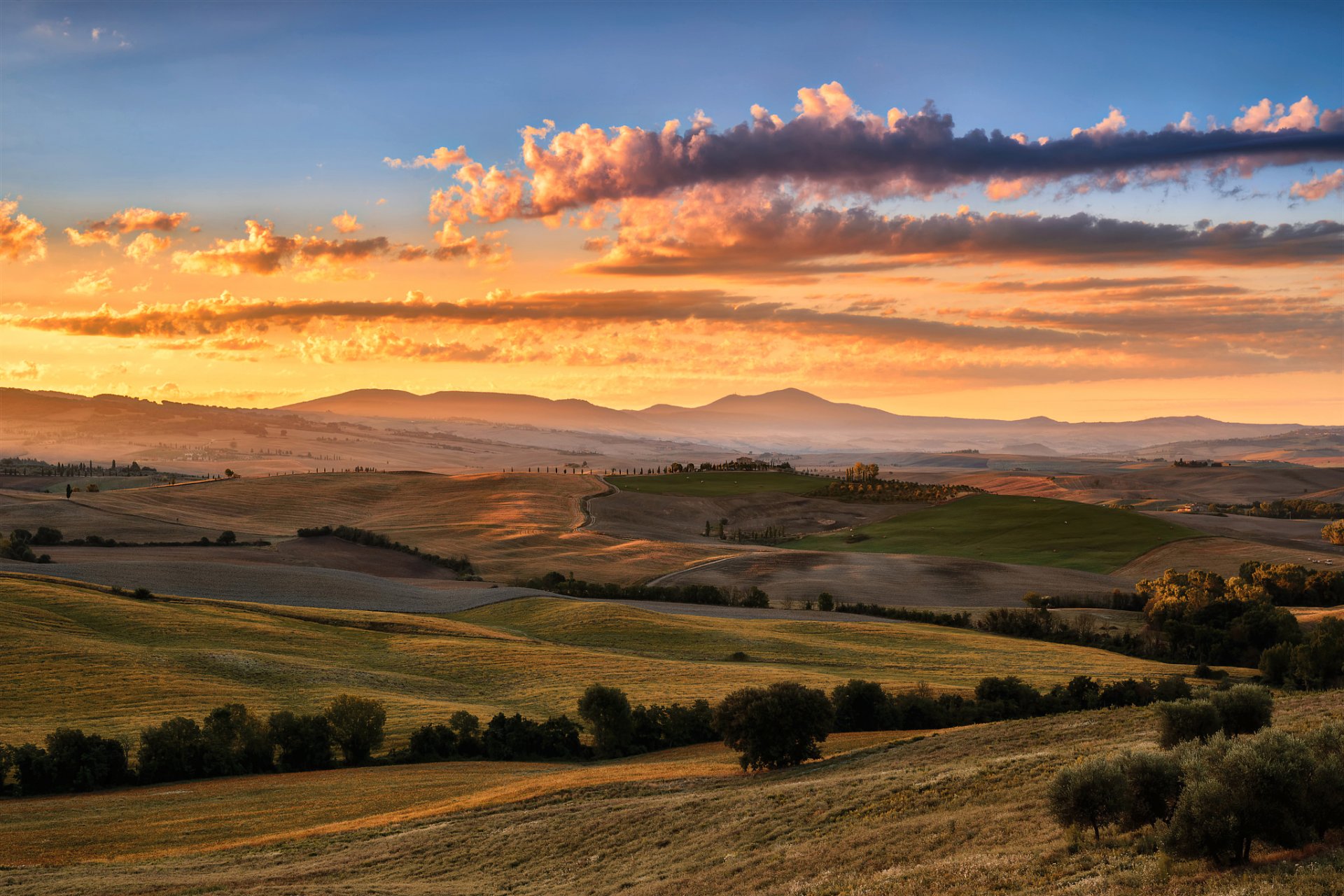 italy tuscany summer august of the field light sky cloud