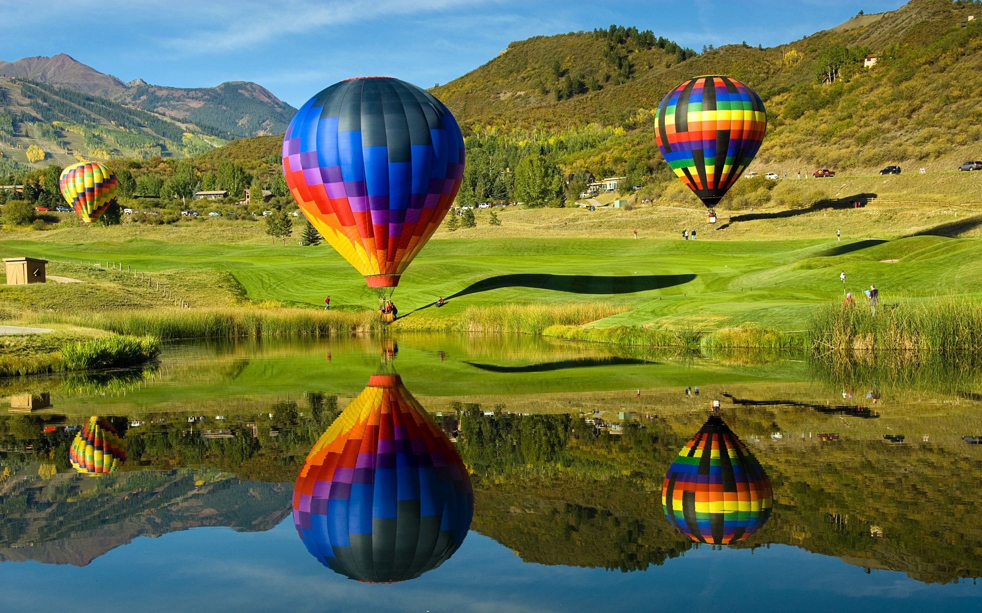 himmel berge see ballon