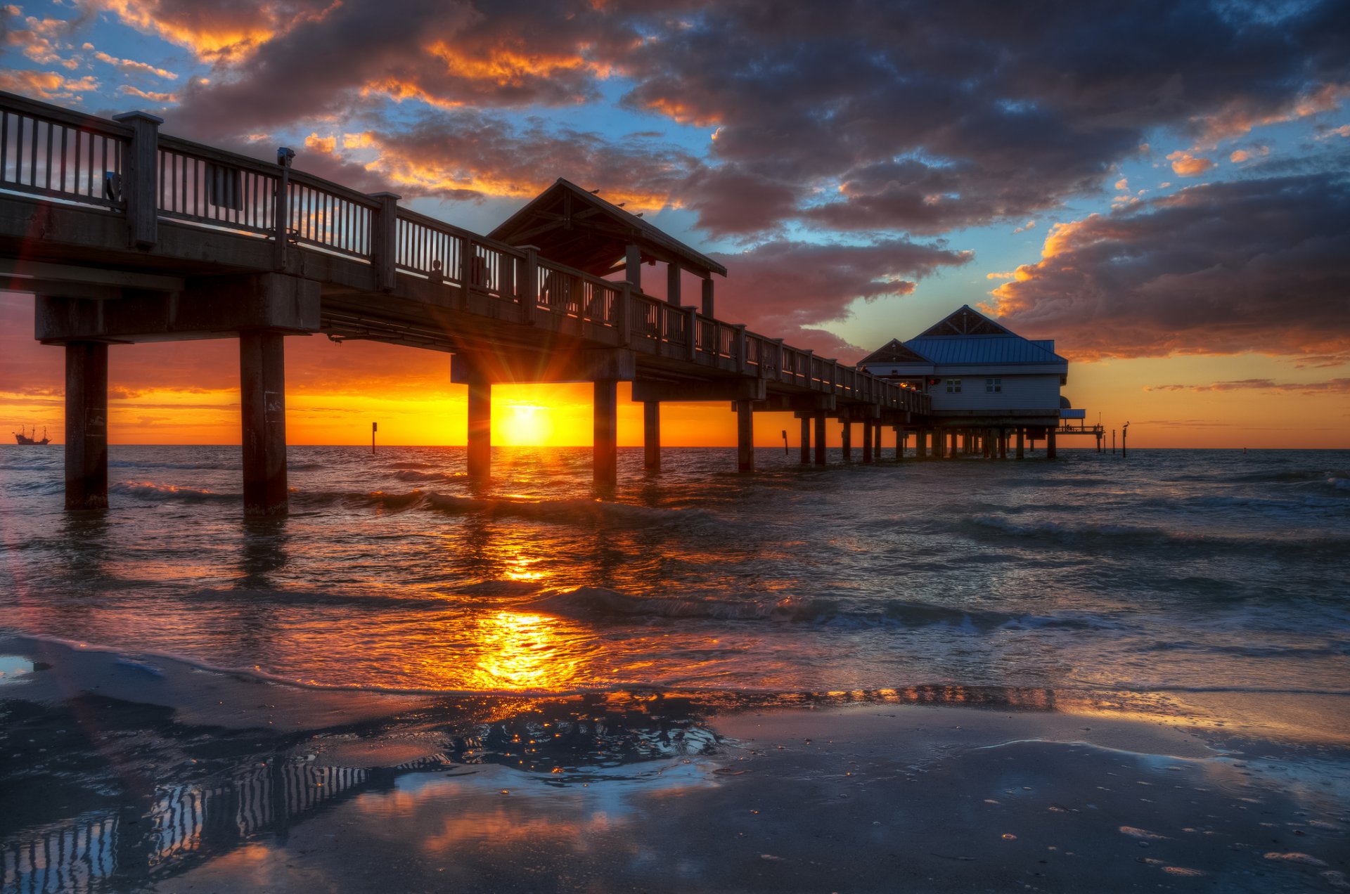 clearwater beach floride isa jetée coucher de soleil plage