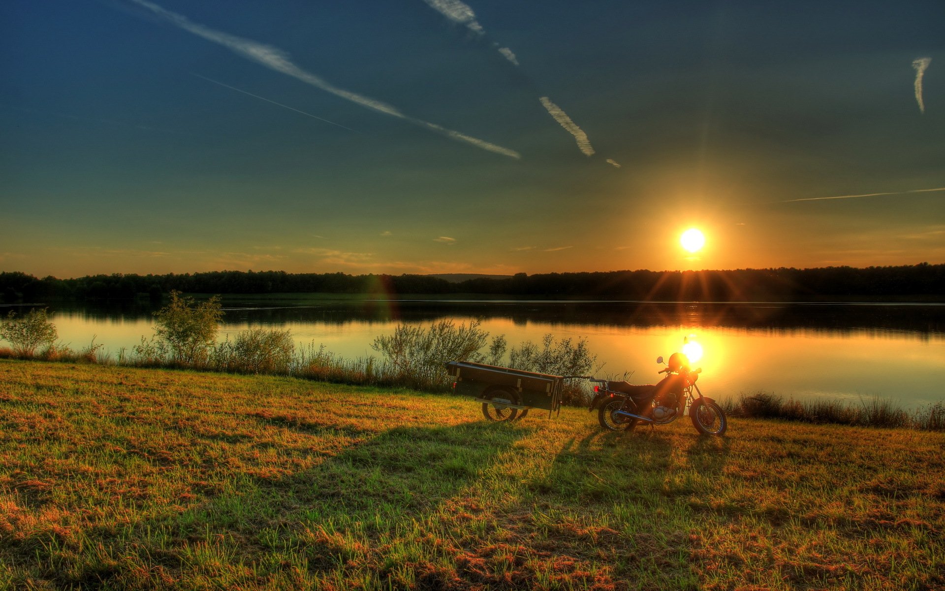 amanecer puesta del sol río alemania hesse rayos de luz sol naturaleza foto