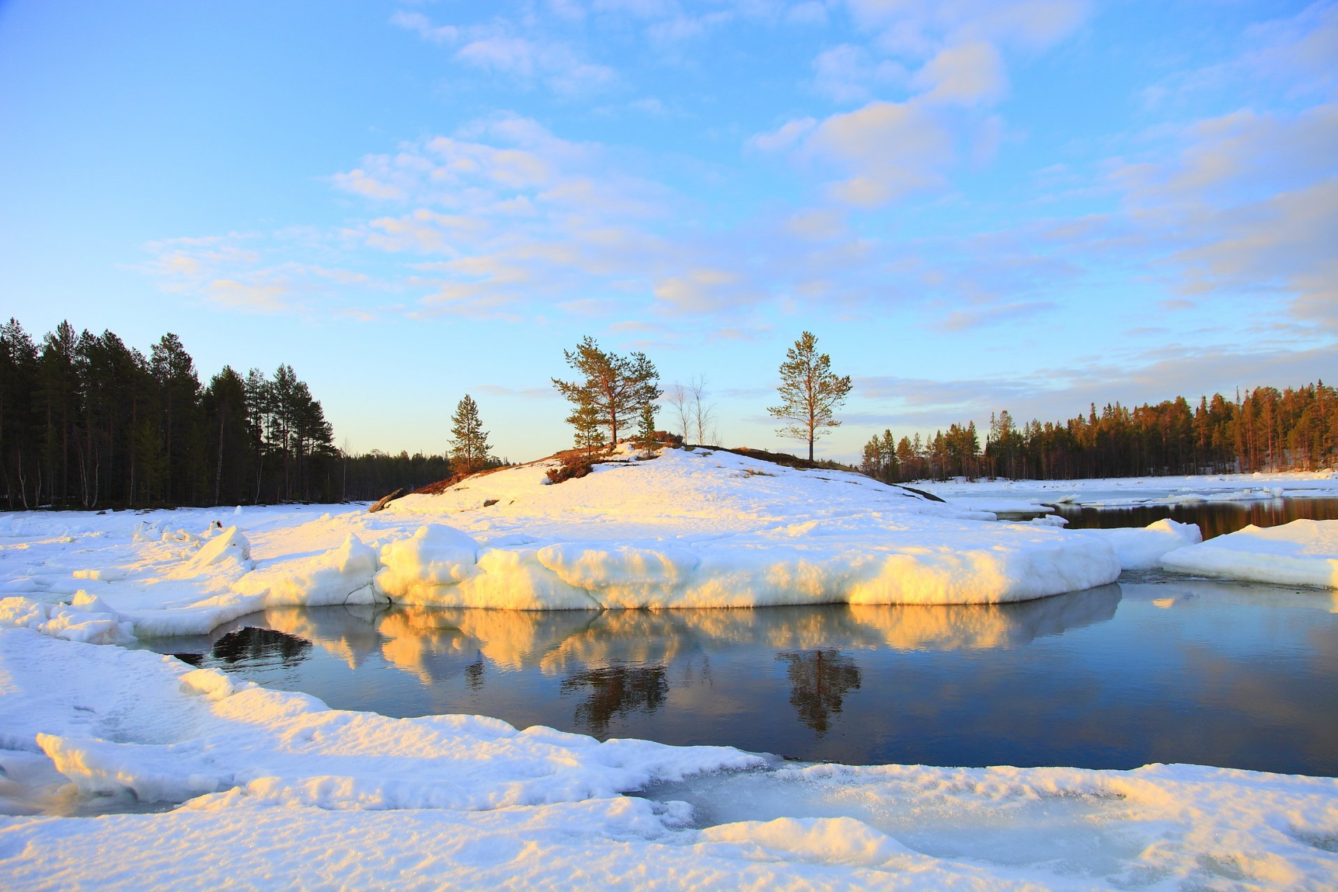 winter sky snow nature river water forest photo