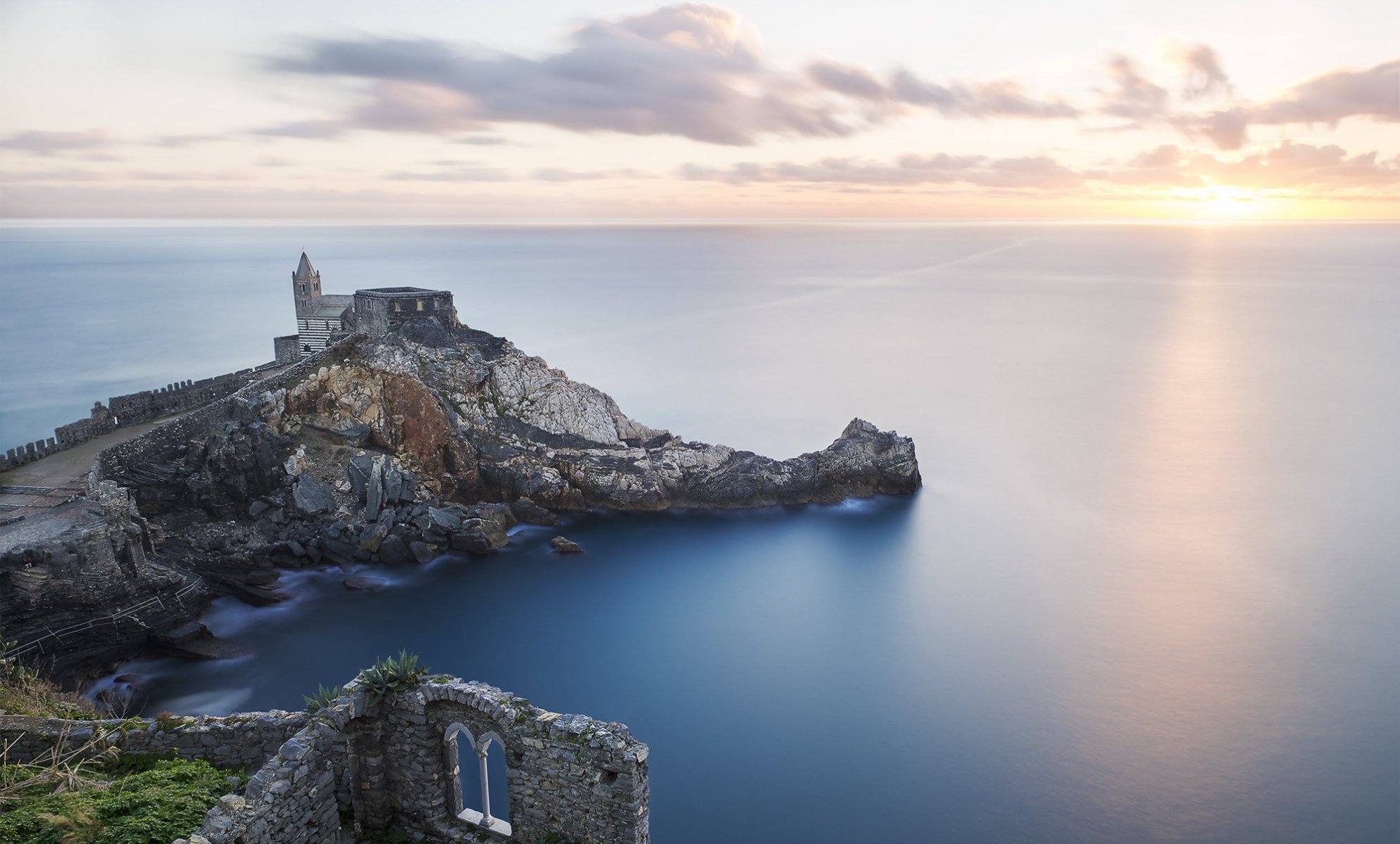 mar cielo paisaje castillo ruinas