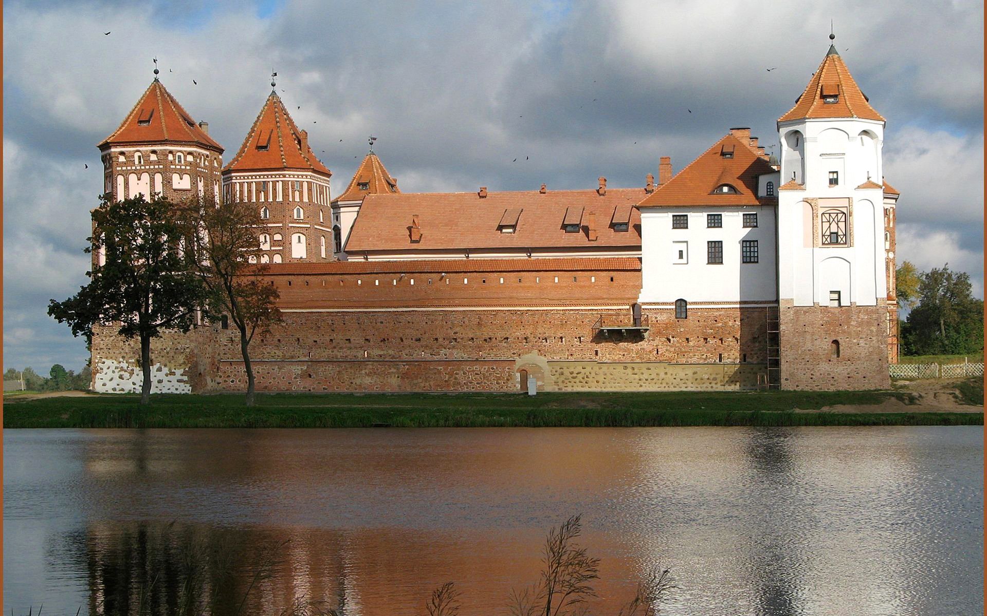 belarus himmel wolken weltliches schloss turm fluss