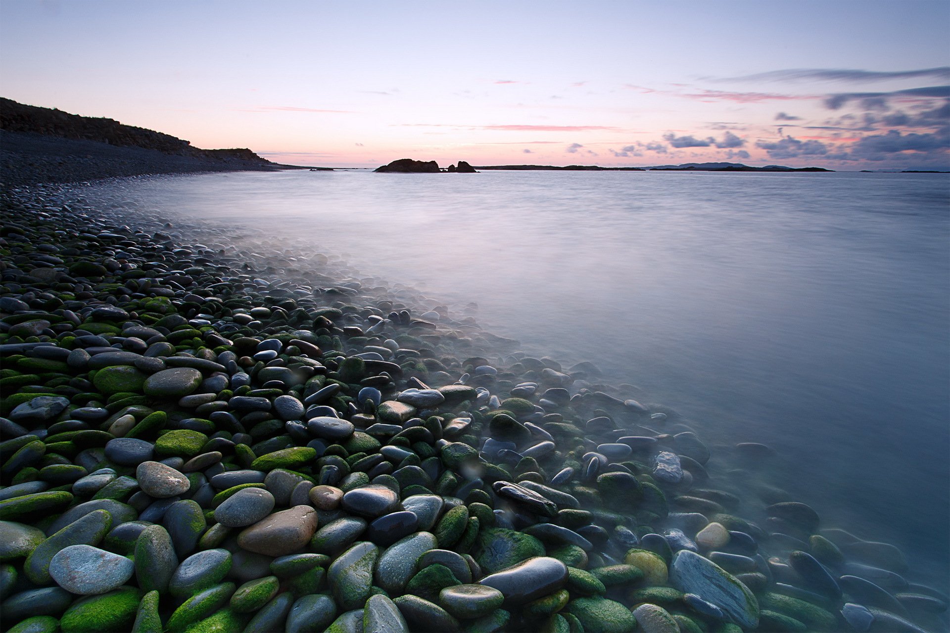 matin mer pierres paysage