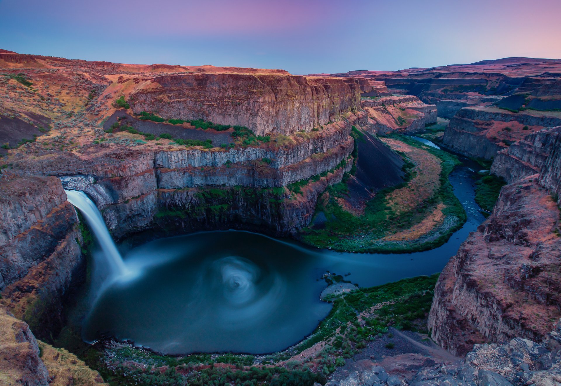 palouse falls state park washington usa canyon waterfall river sunset