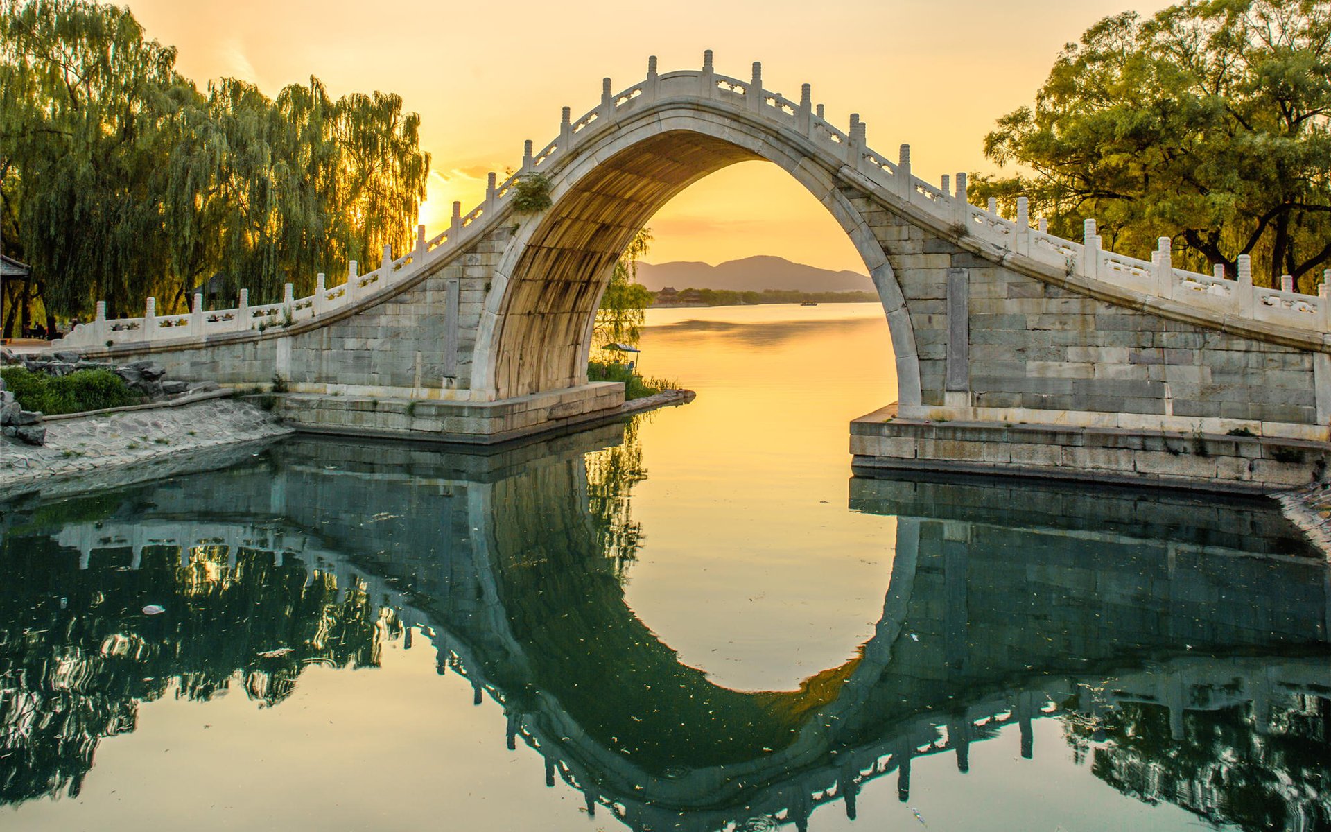 landscape nature river bridge