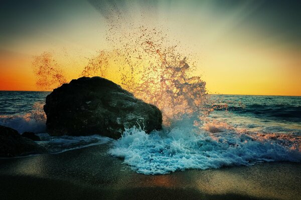 Stone shore sea sand